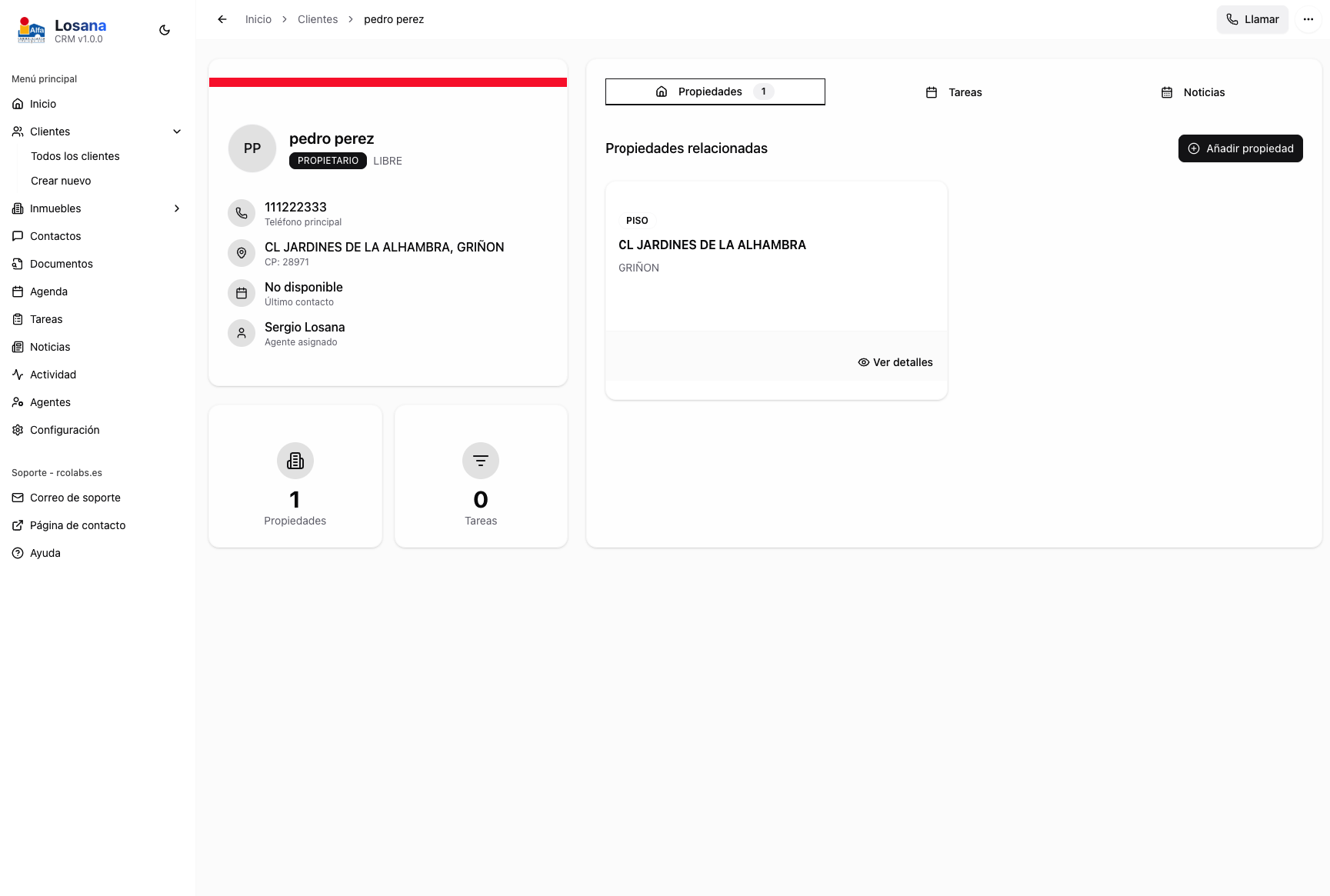 Ficha detallada de un cliente