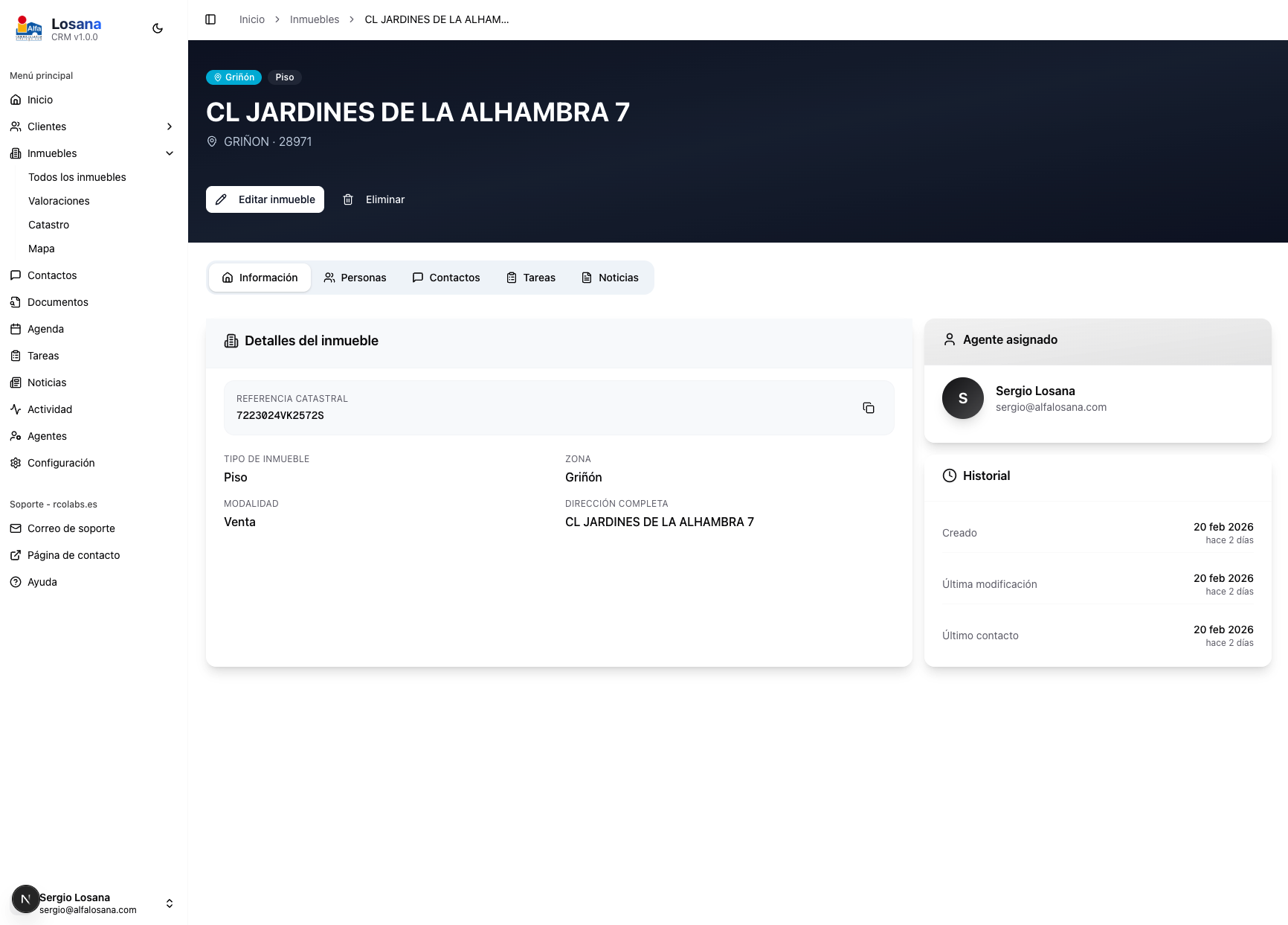 Ficha detallada de un inmueble