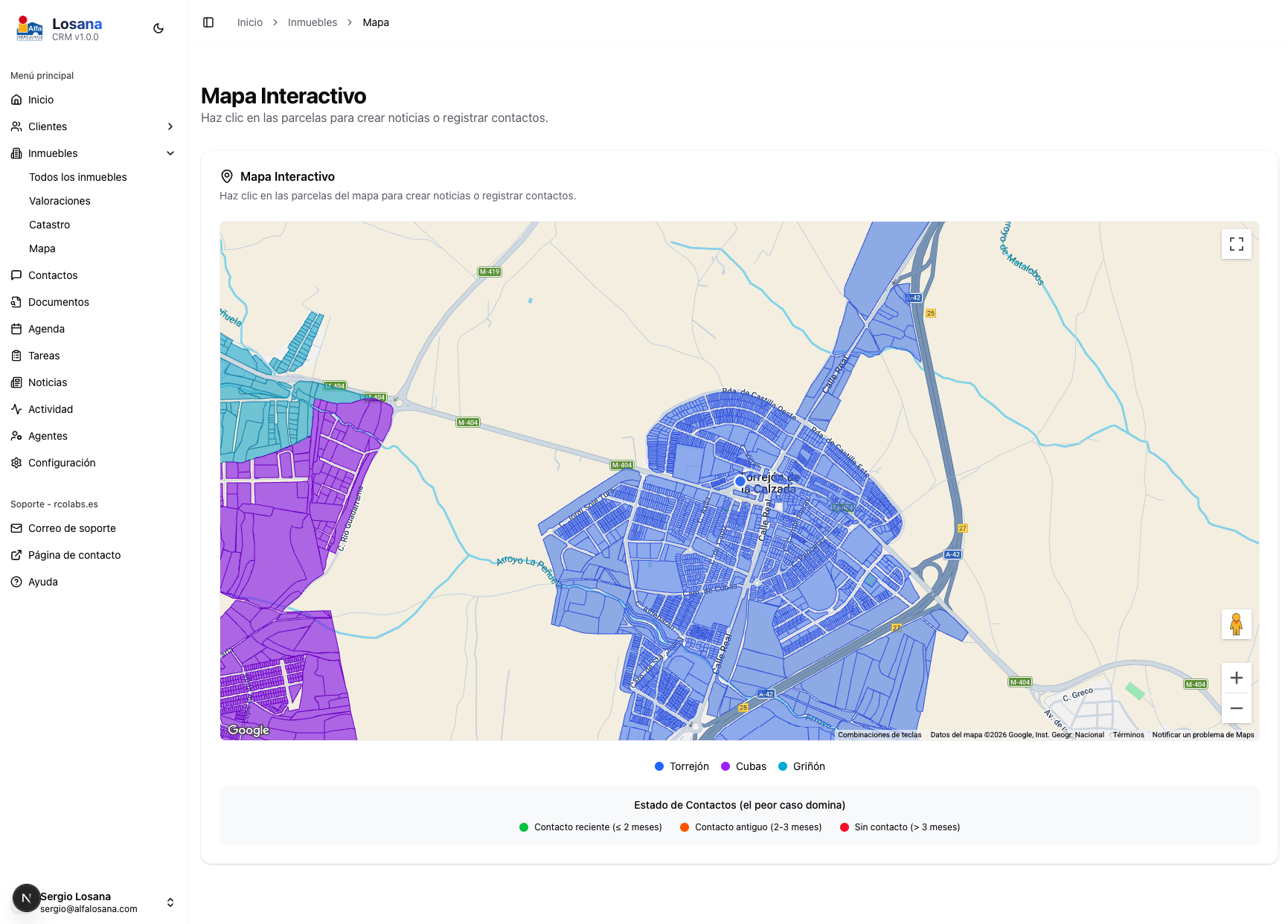 Mapa interactivo de inmuebles