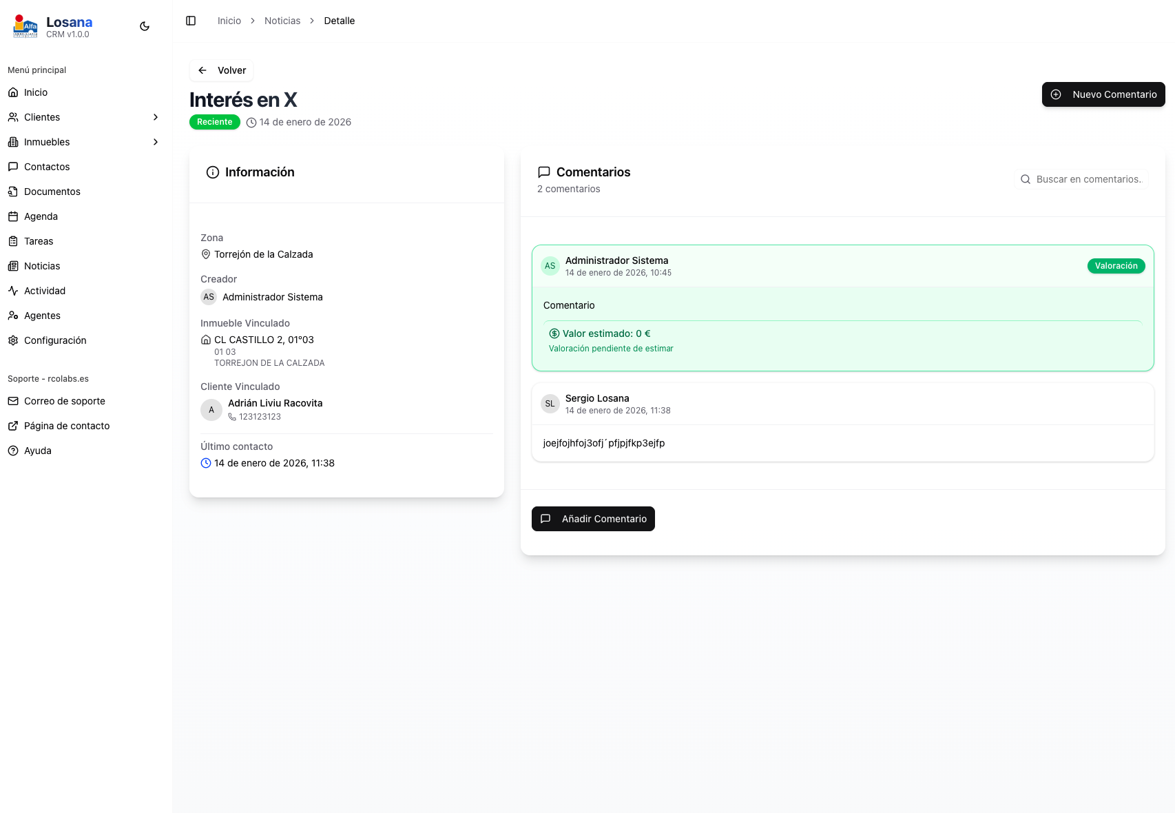 Detalle de una noticia con comentarios